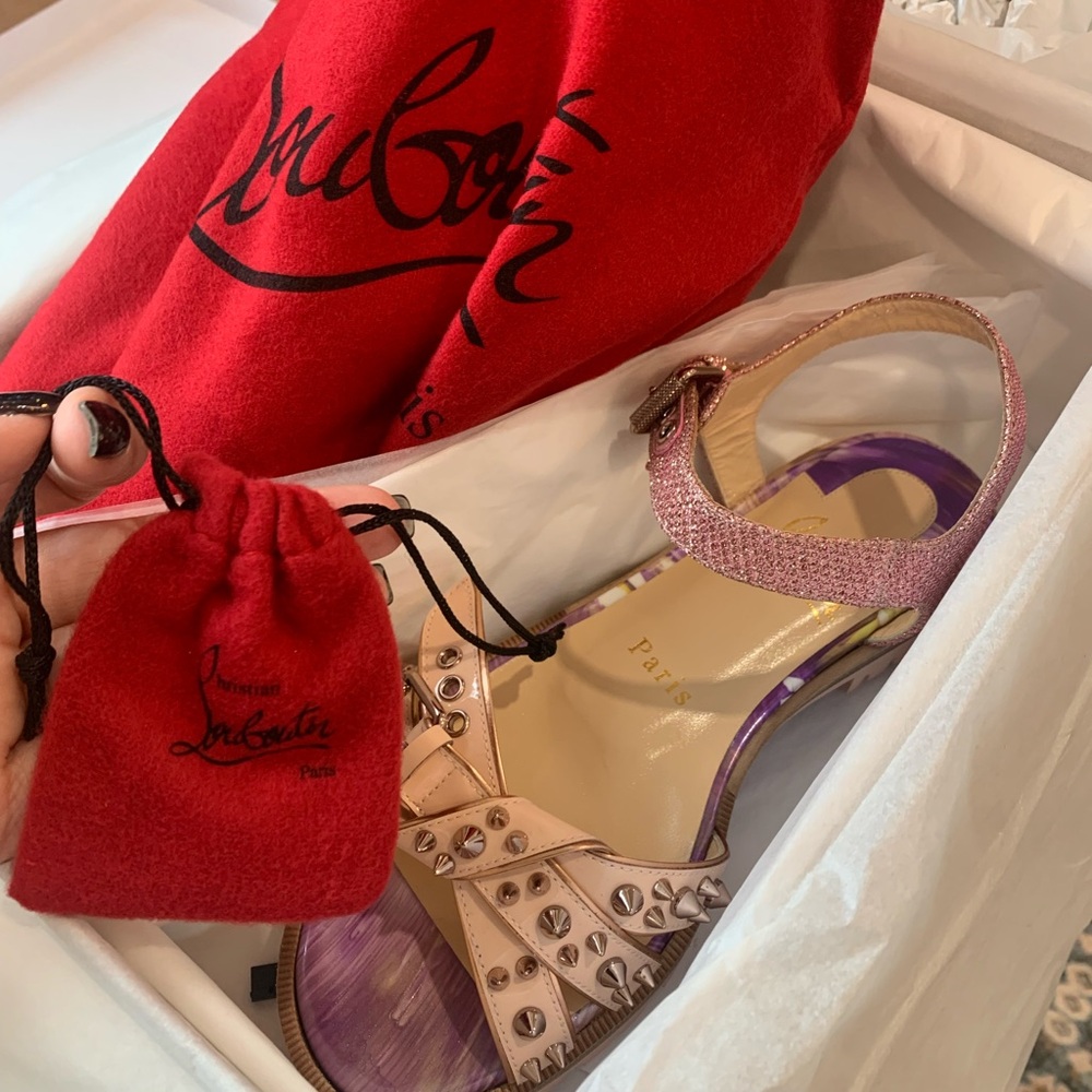 Christian Louboutin Pink Sandals with Intricate Straps - Picture 4 of 5
